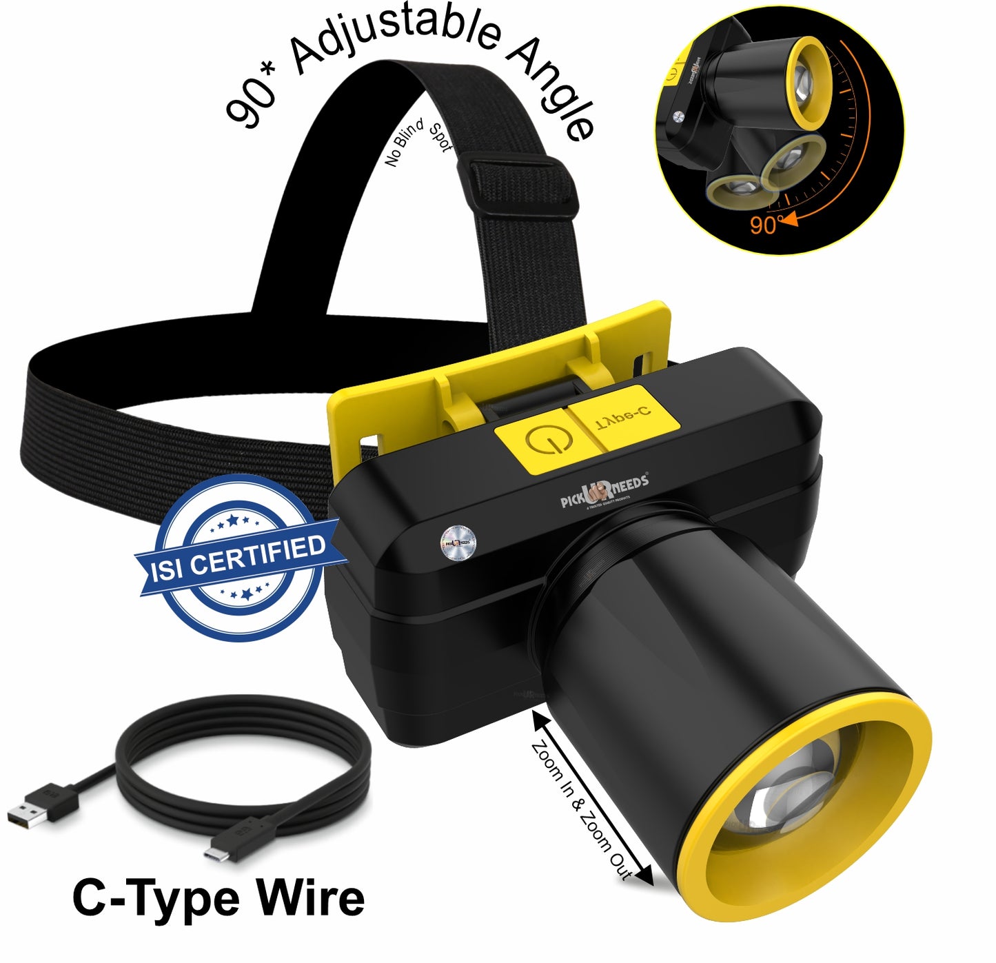 Pick Ur Needs Zoomable Rechargeable 100W Bright LED Head Lamp 1200mAh Battery 3 hrs Torch Emergency Light