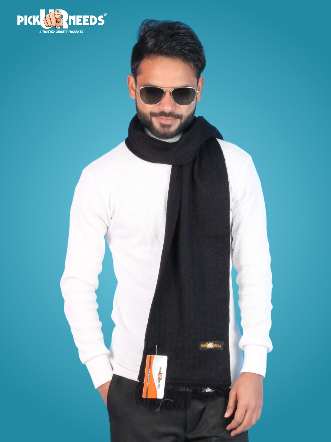Pick Ur Needs Men’s Winter Woolen Muffler Soft & Warm Knitted Scarf with Fringes Premium Warm Mufflers
