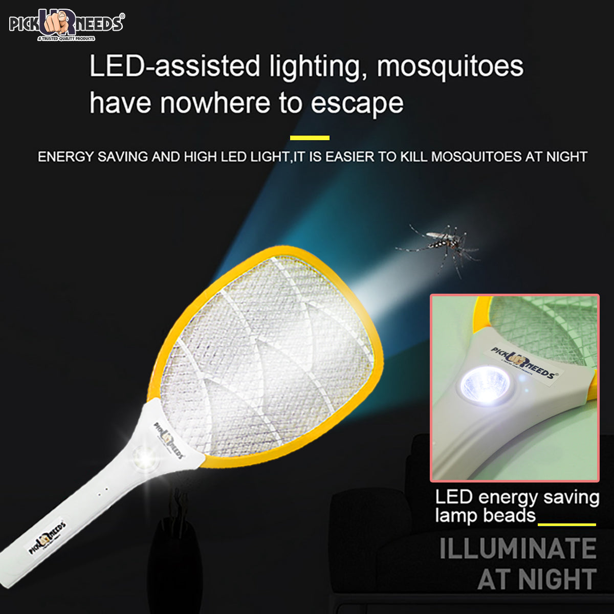 Pick Ur Needs Mosquito Racket Bat Rechargeable Anti Electric Insect Killer Racquet Bat | Fly Swatter with USB Charging