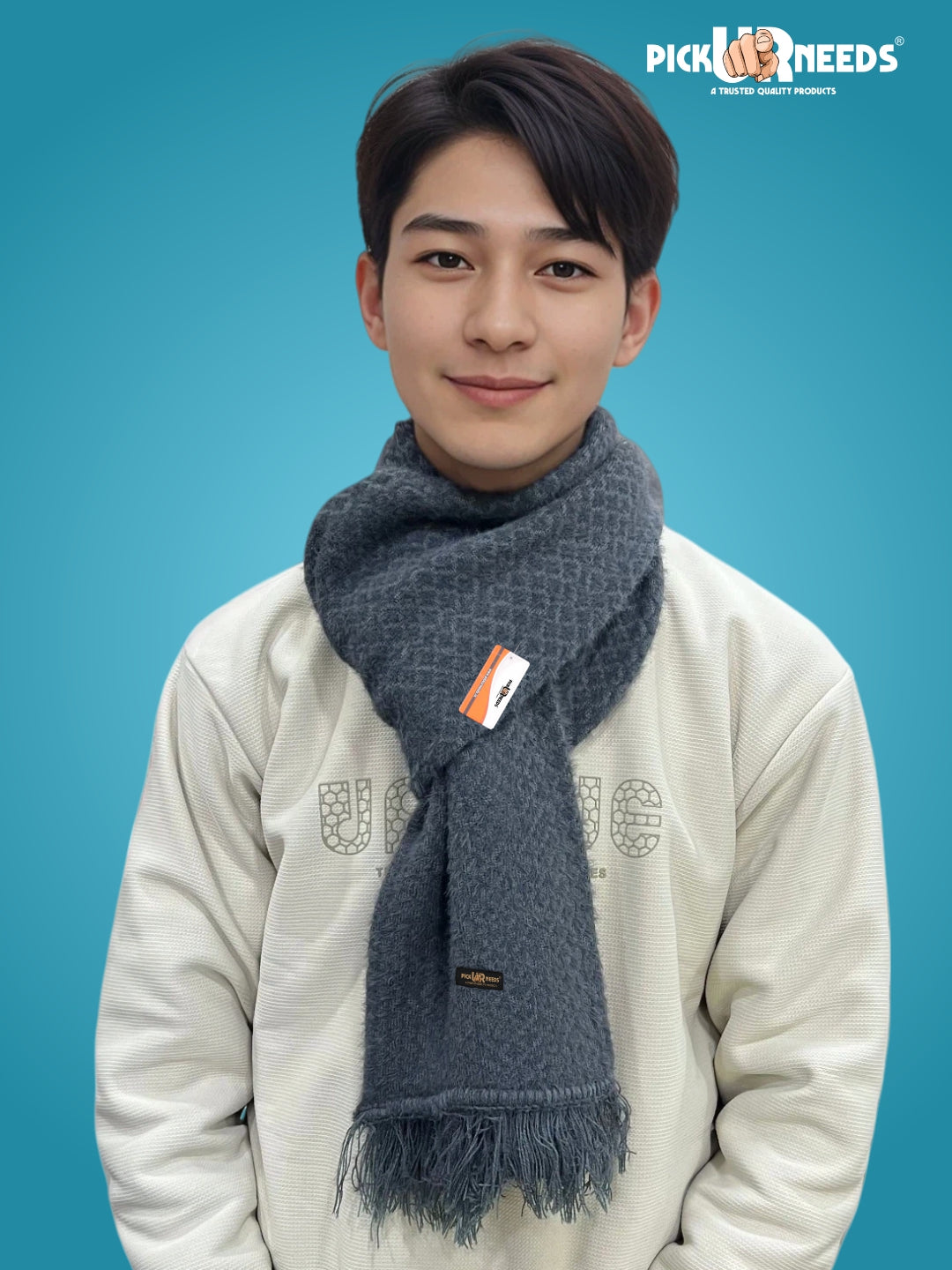 Pick Ur Needs Premium Winter Knit Muffler for Men Soft Woolen Neck Scarf with Stylish Pattern Warm & Comfortable Winter Wear for Outdoor & Casual Use