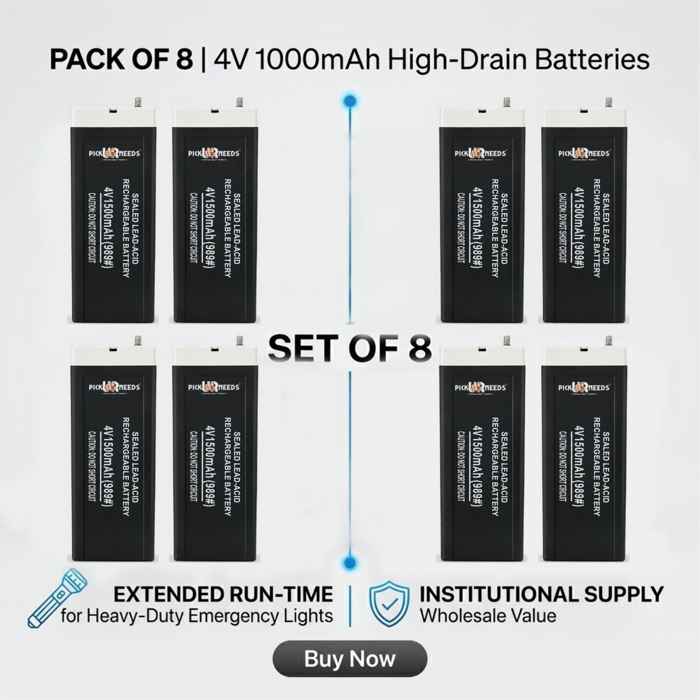 Pick Ur Needs 4V 1500mAh Rechargeable Lead Acid Battery for Emergency & Security Use 4 hrs Lantern Emergency Light (Black)
