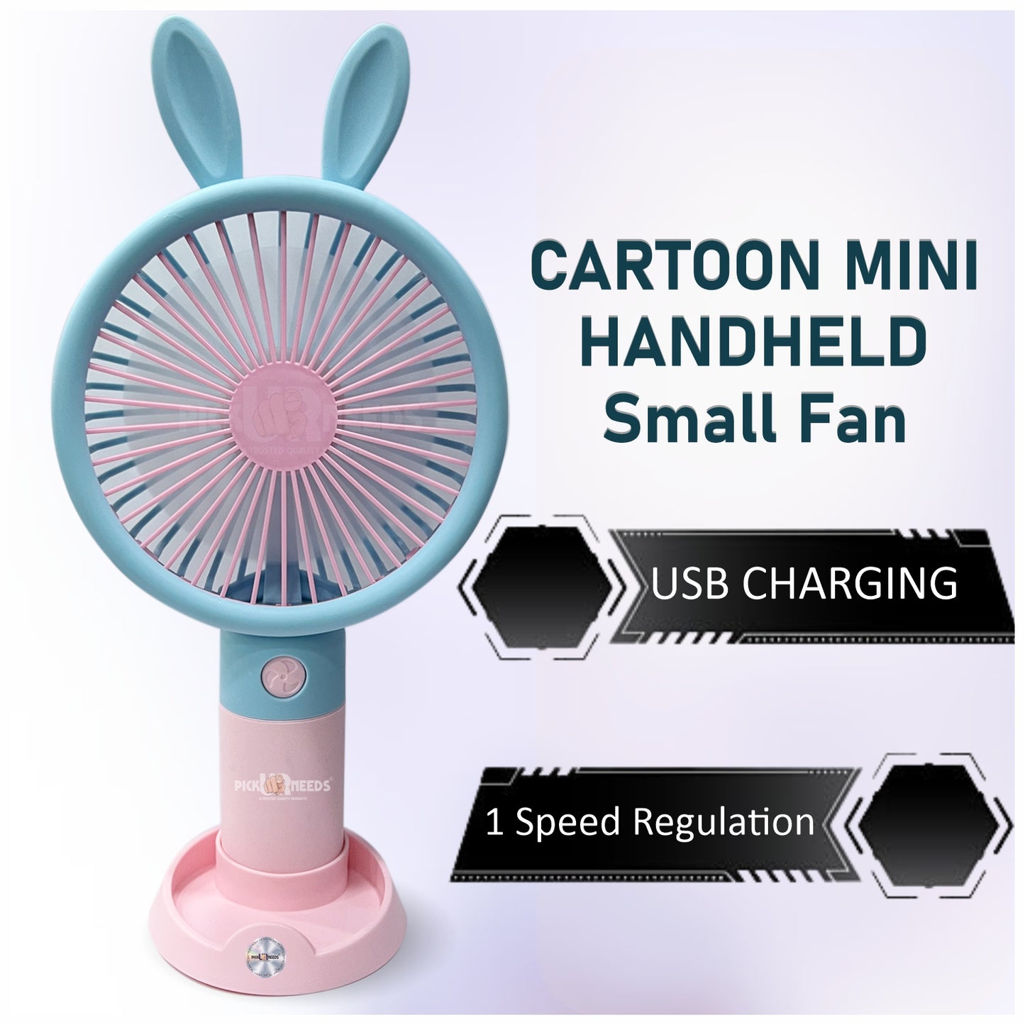 Pick Ur Needs Mini Handheld Rechargeable Portable Fan Small Cartoon Design USB Charging 5 Blade Portable Table Fan