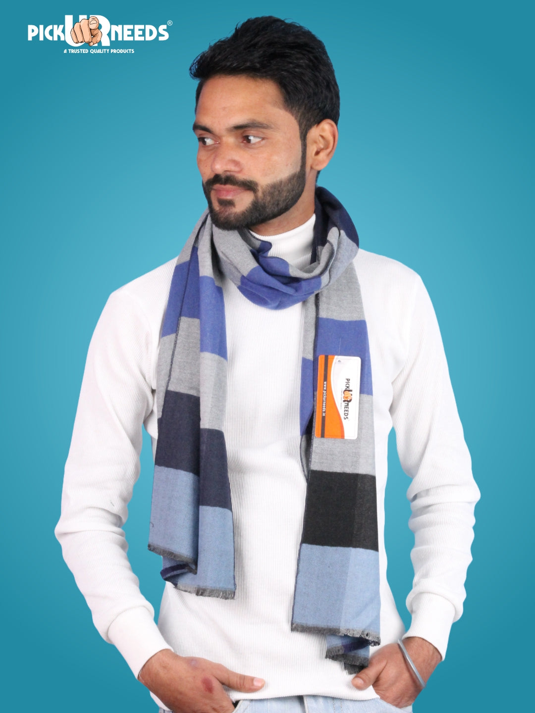 Pick Ur Needs Premium Winter Muffler for Men Soft Wool-Blend Checked Scarf Warm, Lightweight & Stylish Muffler for Office, Casual & Outdoor Wear