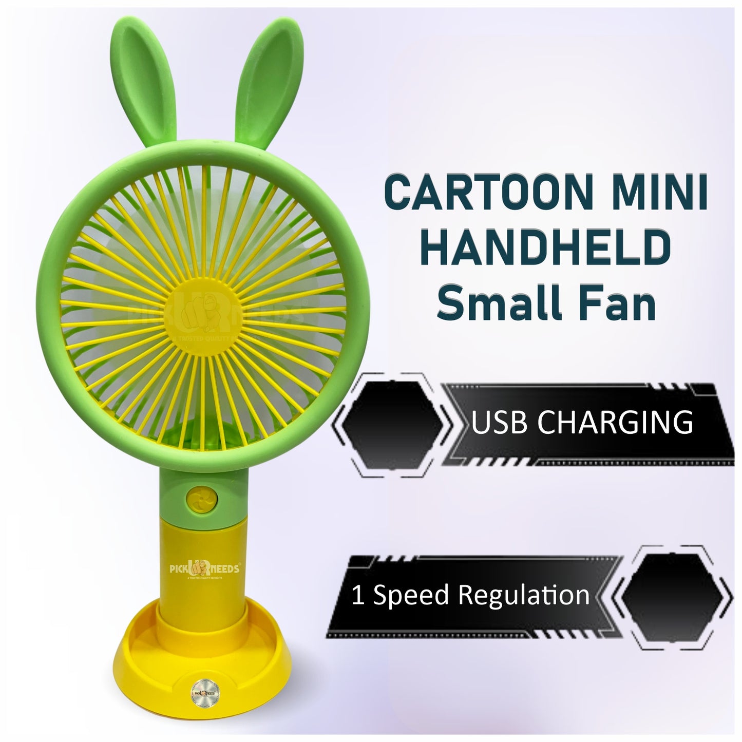 Pick Ur Needs Mini Handheld Rechargeable Portable Fan Small Cartoon Design USB Charging 5 Blade Portable Table Fan