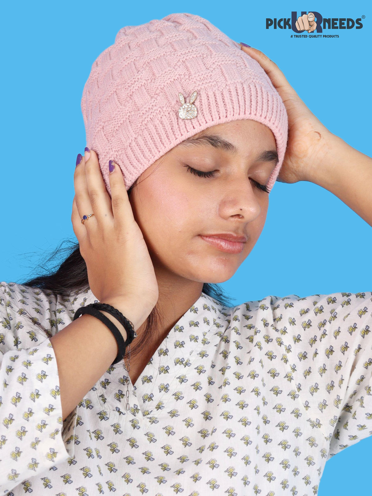 Pick Ur Needs Stylish Winter Cap for Women & Girls Warm Cozy Stretchable with Soft Knit Fabric