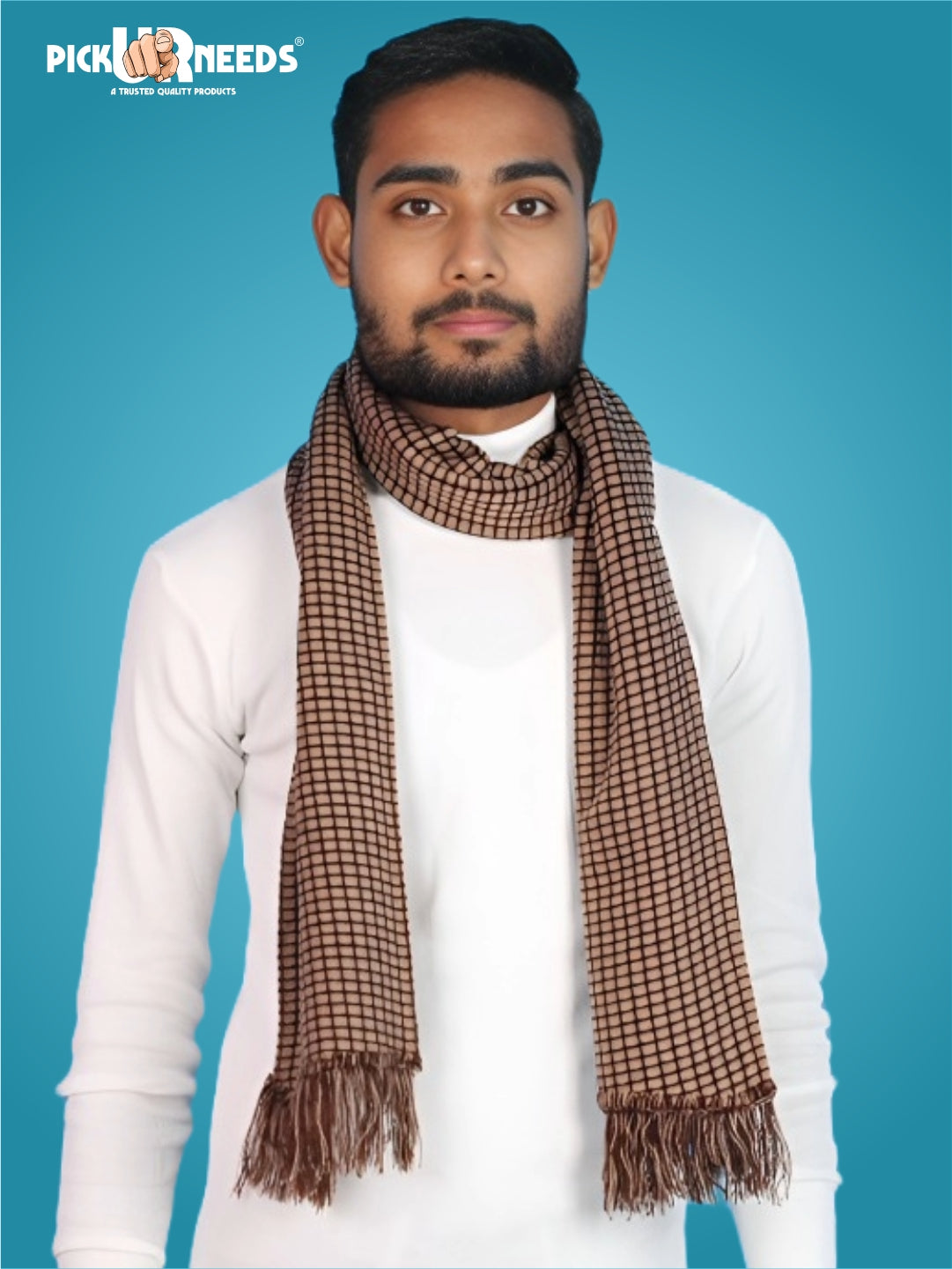 Pick Ur Needs Premium Winter Muffler Soft Warm Woolen for Men Scarf with Stylish Check Pattern Long & Comfortable Cold Weather Neck Wrap