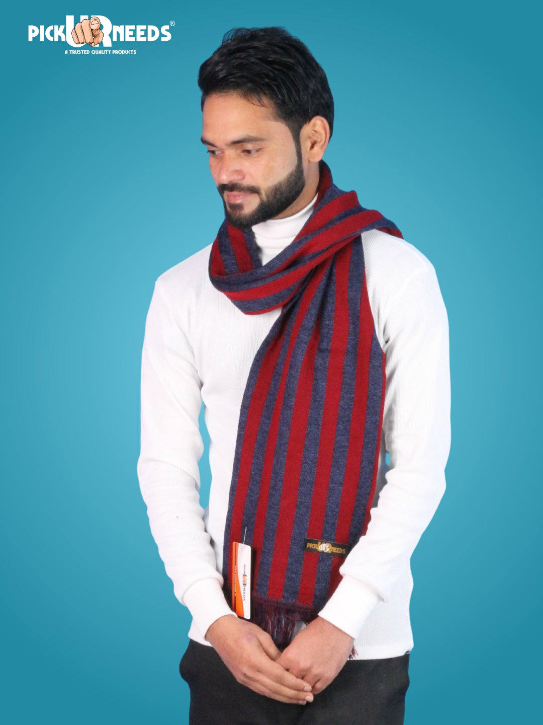 Pick Ur Needs Premium Soft Winter Muffler for Men Stylish Striped Woolen Scarf Warm & Comfortable