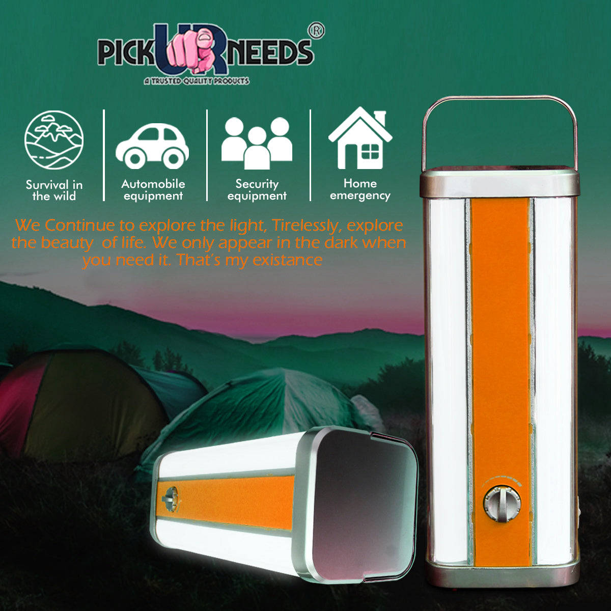 Pick Ur Needs High Range Rechargeable Home Emergency 4 Tube Lantern Light with with Solar Panel(3W+9V)