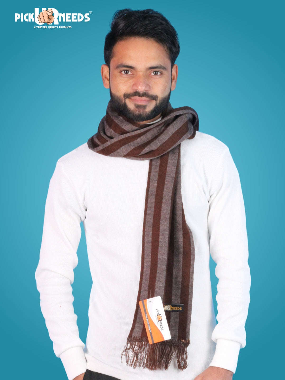 Pick Ur Needs Premium Soft Winter Muffler for Men Stylish Striped Woolen Scarf Warm & Comfortable