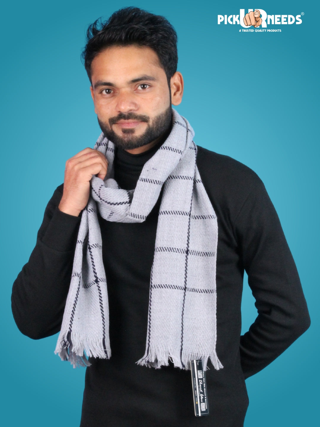 Pick Ur Needs Premium Men's Warm And Stylish Woolen Muffler With Multicolour Stripes And Stylish Tussles Ends