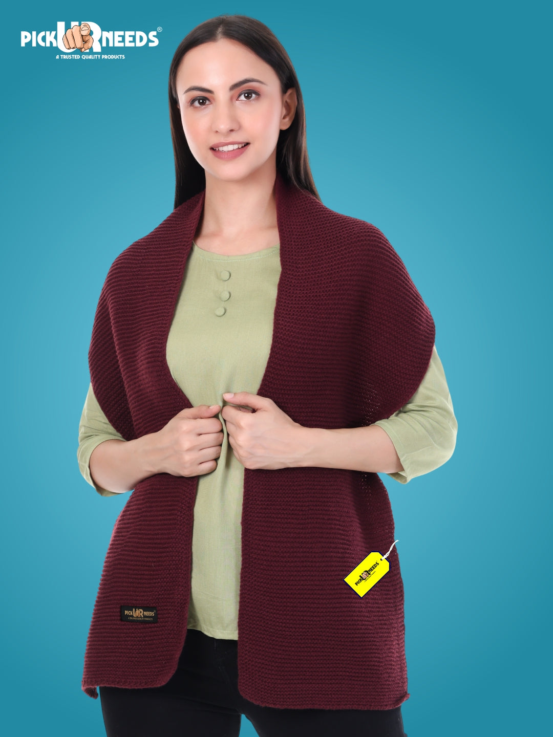 Pick Ur Needs Premium Knitted Winter Shawl/Stole for Women | Soft & Warm Woolen Wrap | Multipurpose Muffler,Shrug & Scarf