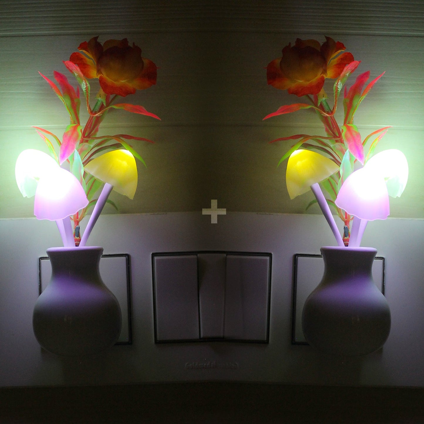 Pick Ur Needs Auto On/Off Color Changing Sensor LED Night Light Mushroom Lamp Plu
