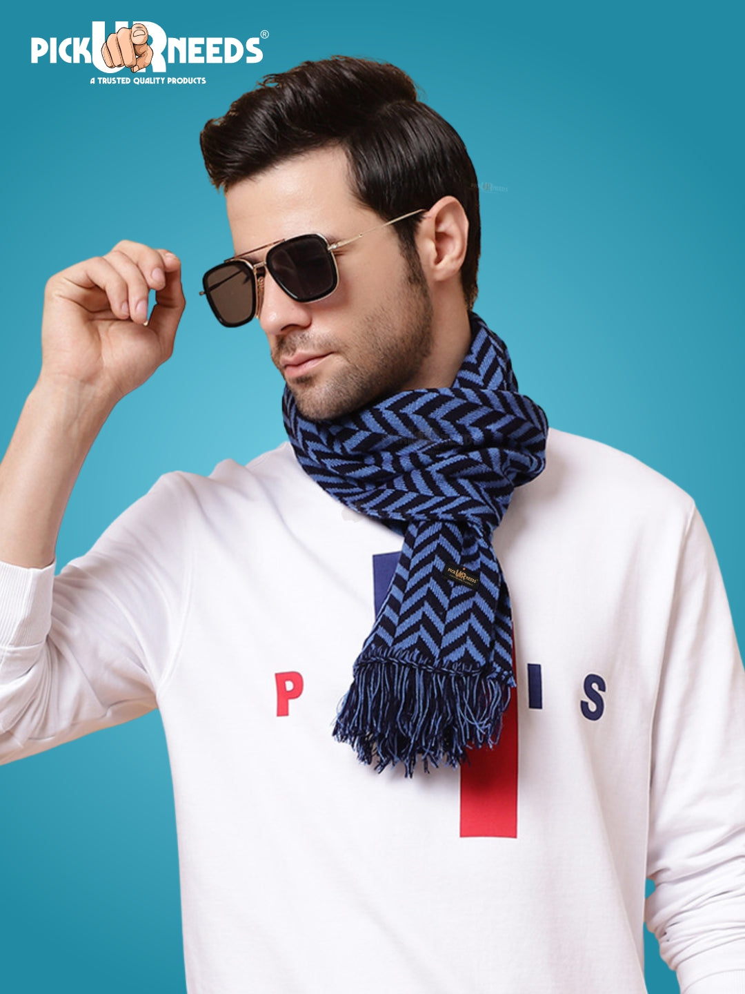 Pick Ur Needs Men's Stylish Zig Zag Knit Scarf  Soft, Warm & Breathable Fabric for Causal & Formal Wear Winter Muffler