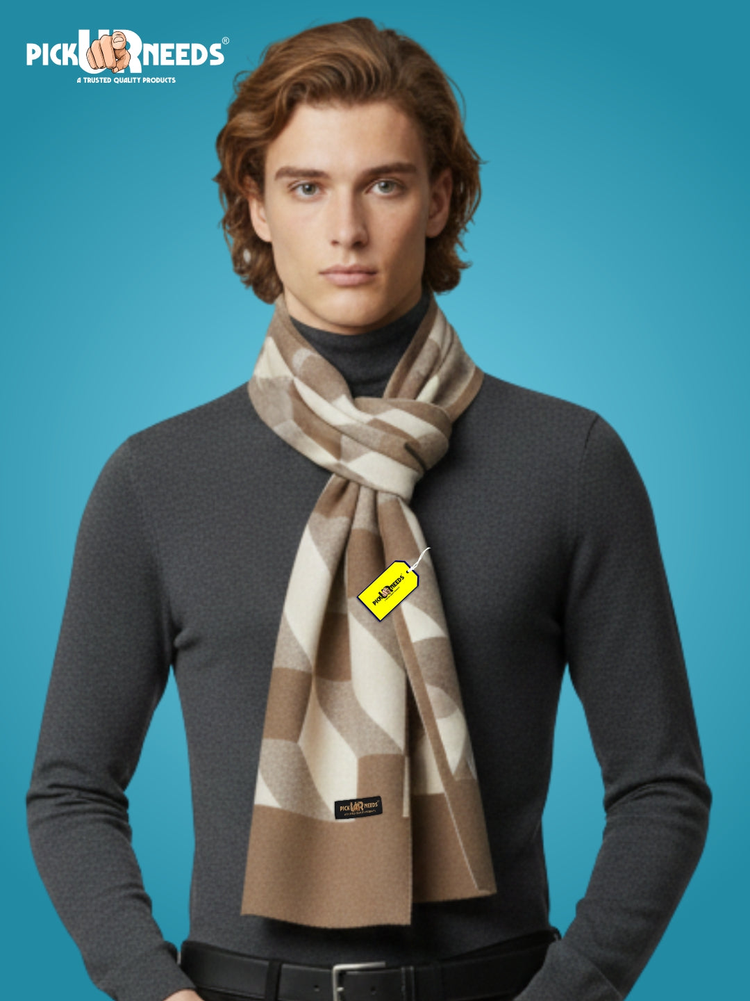 Pick Ur Needs Men’s Premium Winter Wool Muffler – Soft & Warm Knitted Scarf for Casual, Office & Travel Stylish Stripe Design