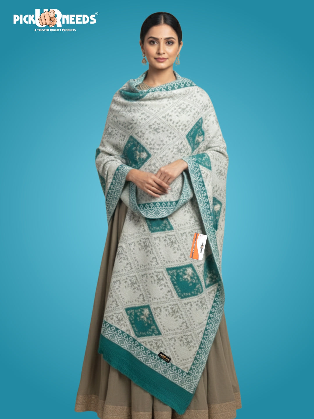 Pick Ur Needs Woolen Shawl for Women | Warm Winter Wool Fabric Shawls with Traditional Prints | Soft & Elegant Ethnic Stole