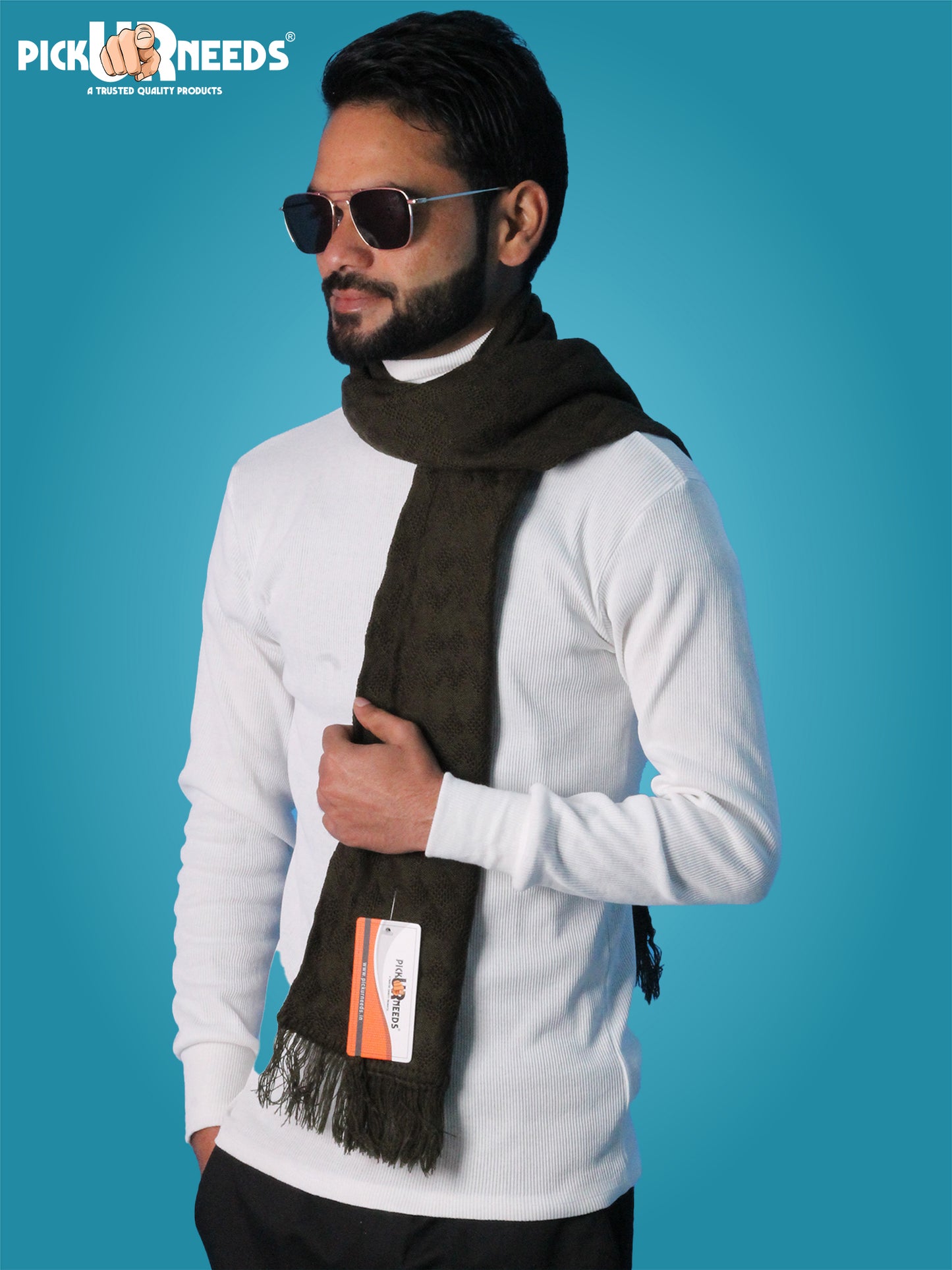 Pick Ur Needs Men’s Signature Winter Muffler Ultra-Soft Textured Scarf for Cold Weather Elegant Daily & Office Wear Muffler for Men
