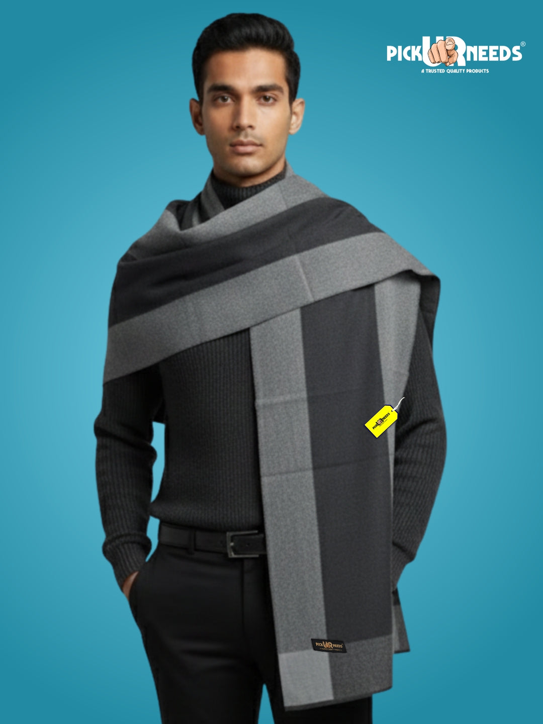 Pick Ur Needs Men’s Premium Winter Wool Muffler – Soft & Warm Knitted Scarf for Casual, Office & Travel Stylish Stripe Design