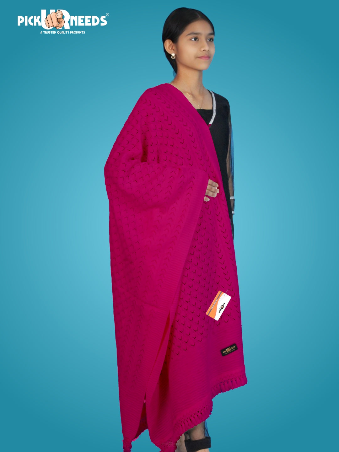 Pick Ur Needs Wool Self Design Women Shawl