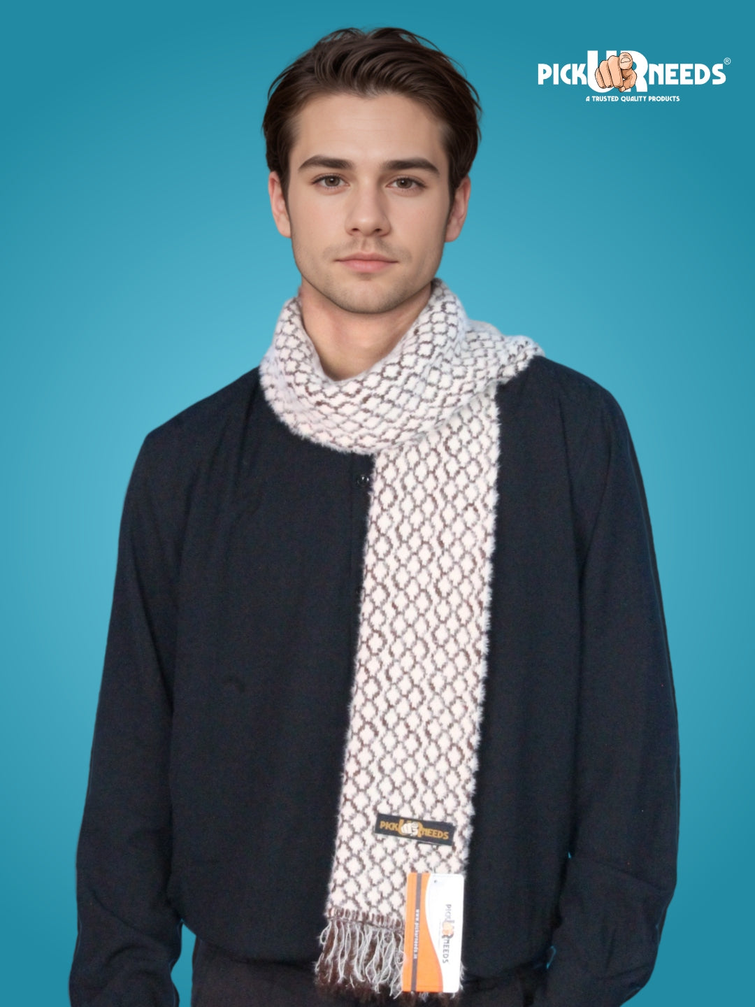 Pick Ur Needs Soft Warm Woolen Premium Winter Muffler for Men Scarf with Stylish Check Pattern Long & Comfortable Cold Weather Neck Wrap