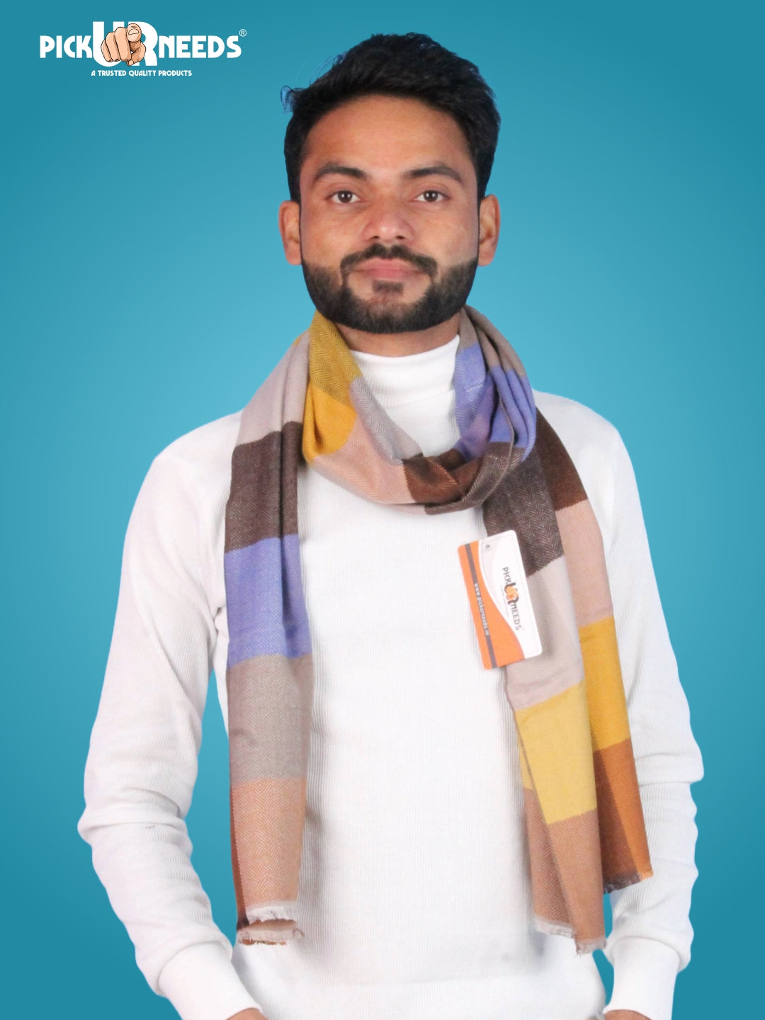 Pick Ur Needs Premium Winter Muffler for Men Soft Wool-Blend Checked Scarf Warm, Lightweight & Stylish Muffler for Office, Casual & Outdoor Wear