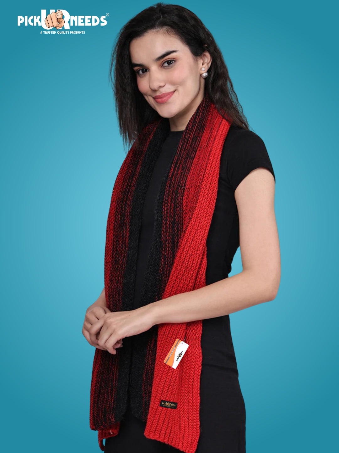 Pick Ur Needs Premium Knitted Winter Scarf for Women – Soft, Warm & Stylish Dual-Tone Muffler Stole