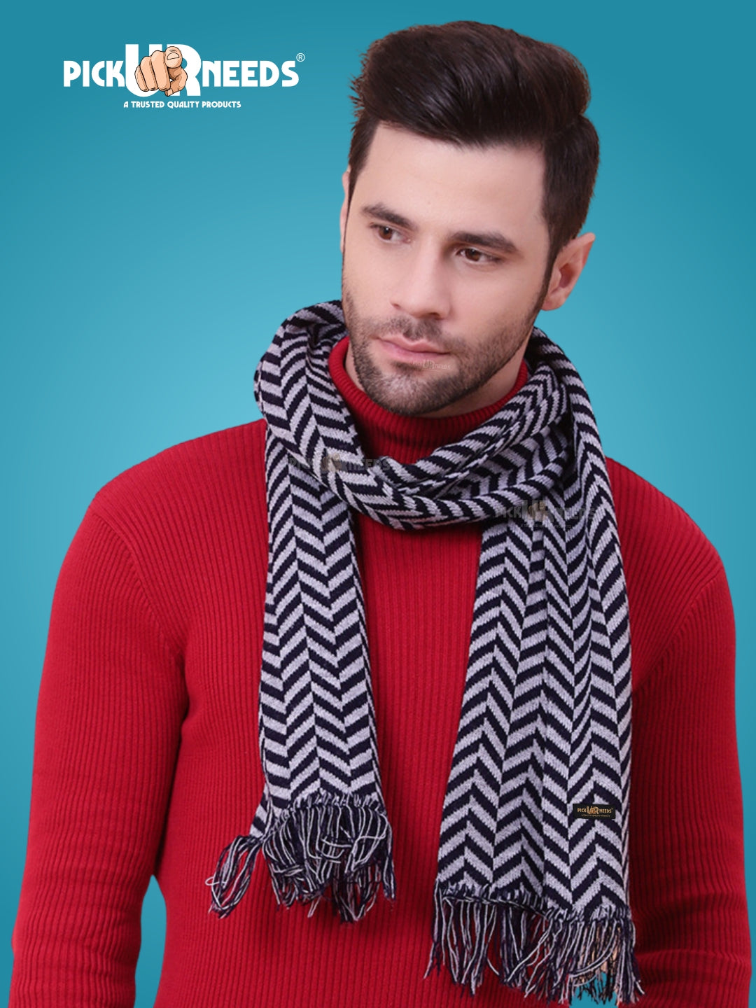 Pick Ur Needs Men's Stylish Zig Zag Knit Scarf  Soft, Warm & Breathable Fabric for Causal & Formal Wear Winter Muffler