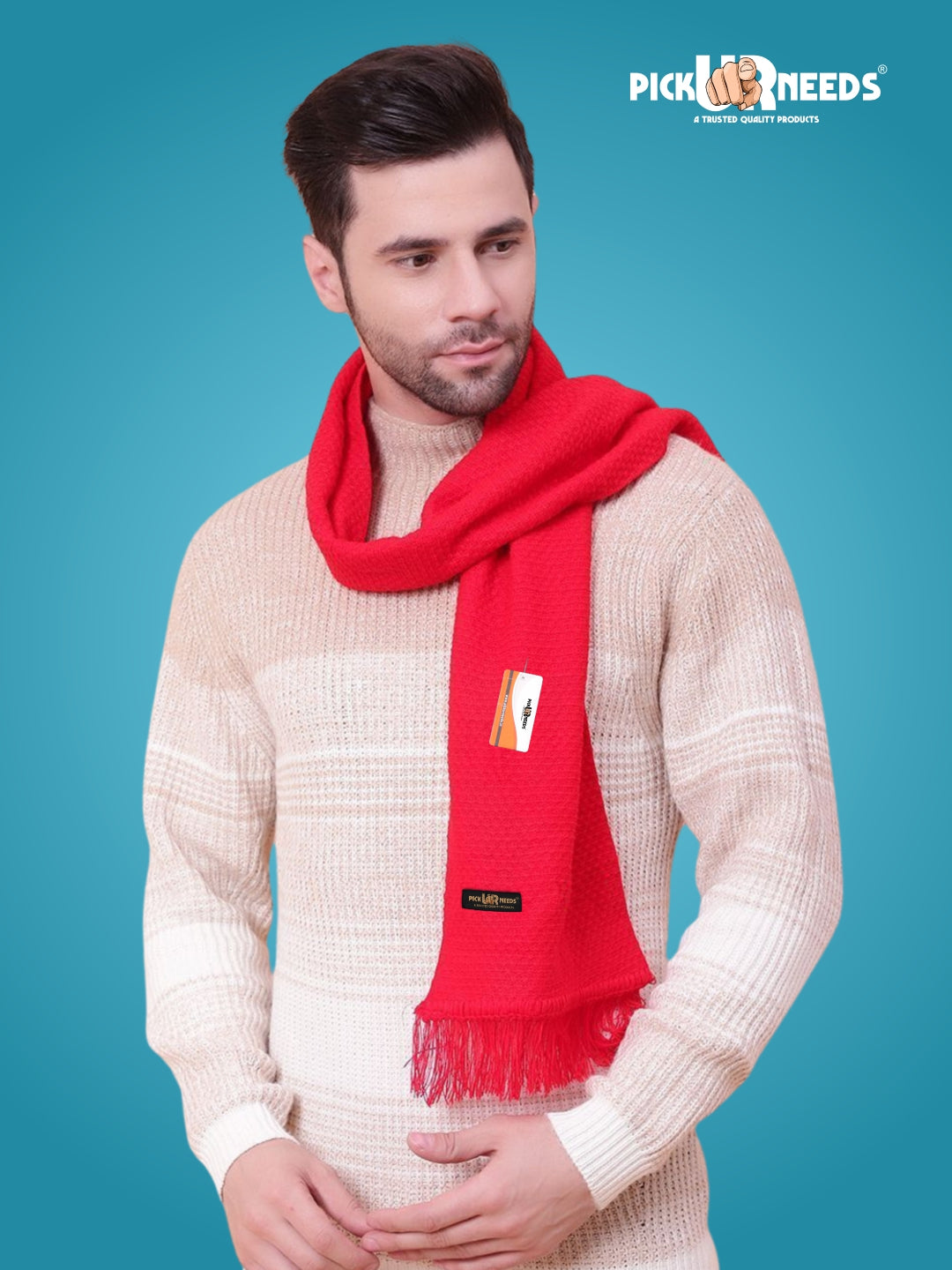 Pick Ur Needs Premium Soft Knitted Winter Muffler for Men Elegant Wool Blend Scarf with Tassel Fringe Stylish Warm Winter Wear for Casual & Formal Outfits