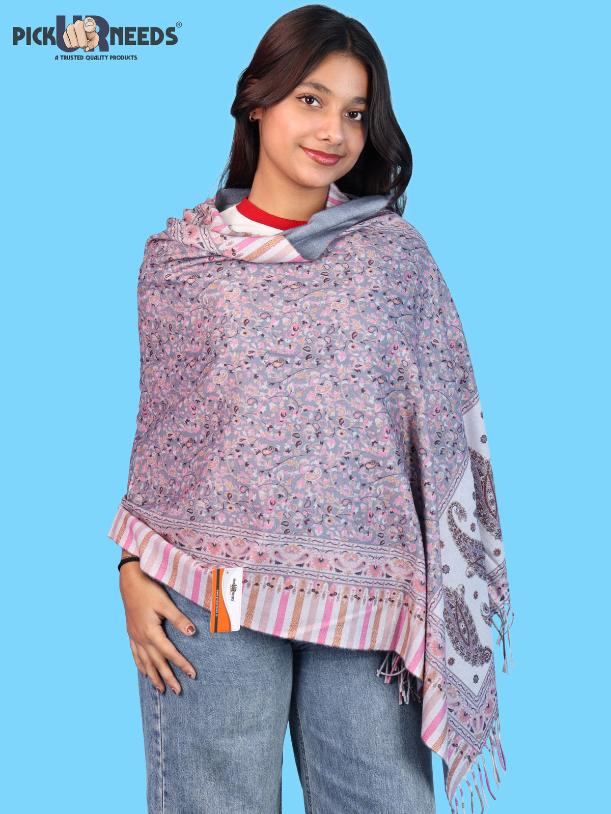 Pick Ur Needs Women Winter Shawl & Muffler Soft Warm Floral Paisley Printed Stole with Tassels Stylish Lightweight Neck Wrap Scarf for Women & Girls