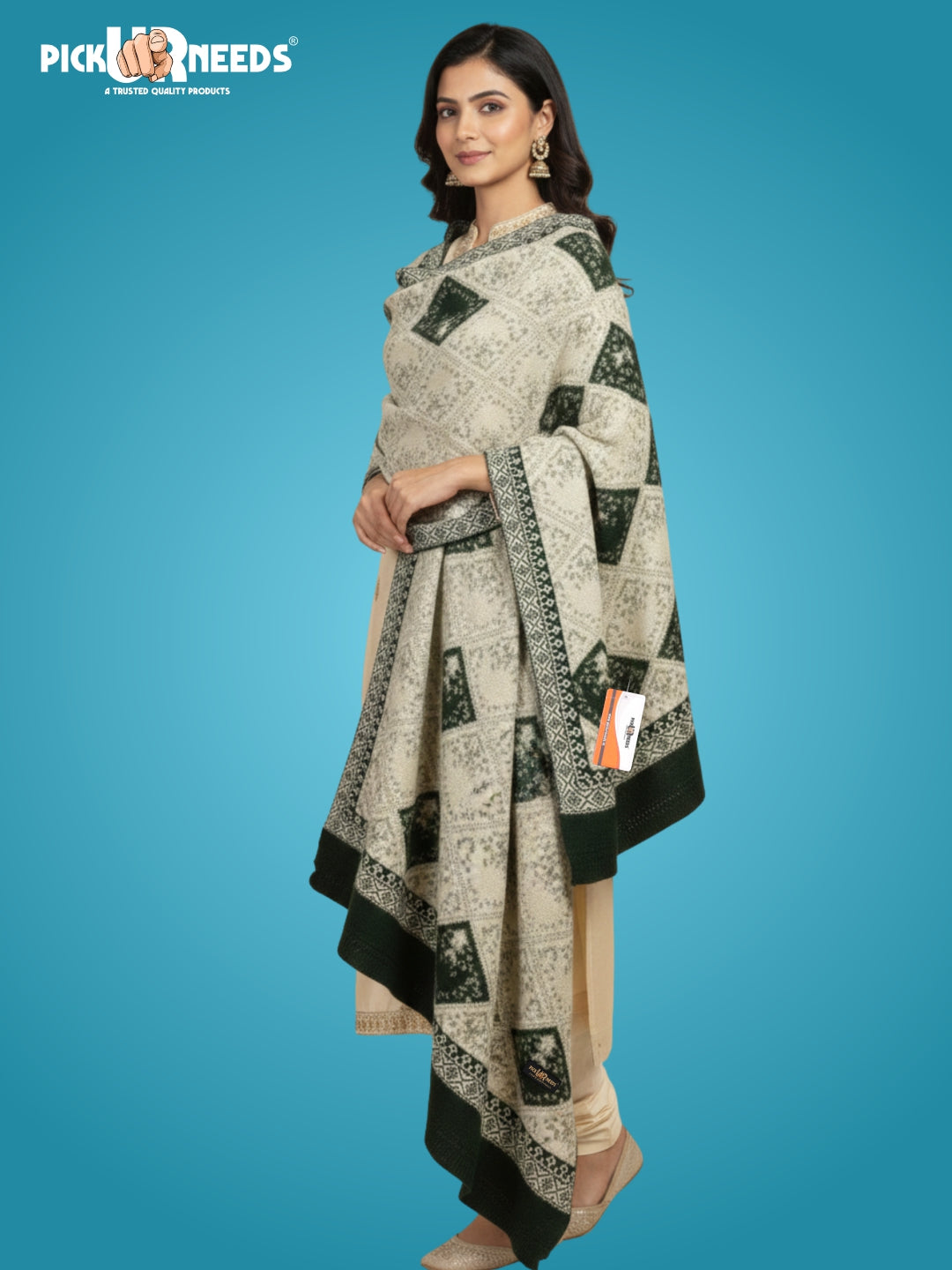 Pick Ur Needs Woolen Shawl for Women | Warm Winter Wool Fabric Shawls with Traditional Prints | Soft & Elegant Ethnic Stole