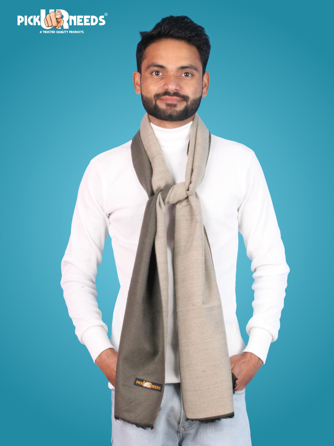 Pick Ur Needs Reversible Winter Muffler for Men Dual-Color Soft Woolen Scarf Warm, Stylish & Lightweight Muffler for Casual, Office & Outdoor Wear