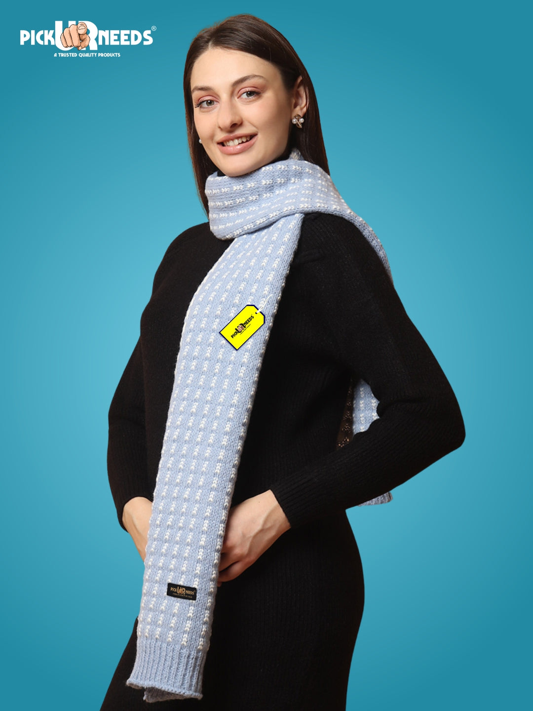 Pick Ur Needs Women Knitted Winter Muffler Soft & Warm Woolen Scarf with Stylish Pattern Lightweight Neck Wrap for Casual, Office