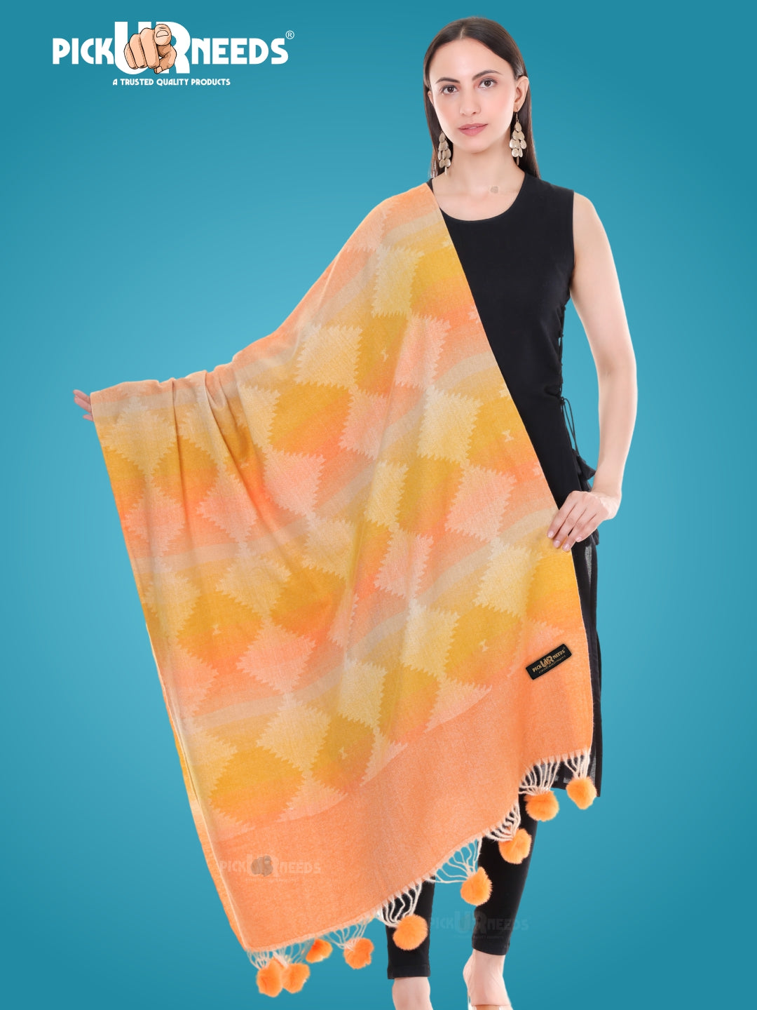 Pick Ur Needs Women’s Soft Woolen Shawl Premium Warm & Breathable Winter Stole  Elegant Striped Design with Tassels