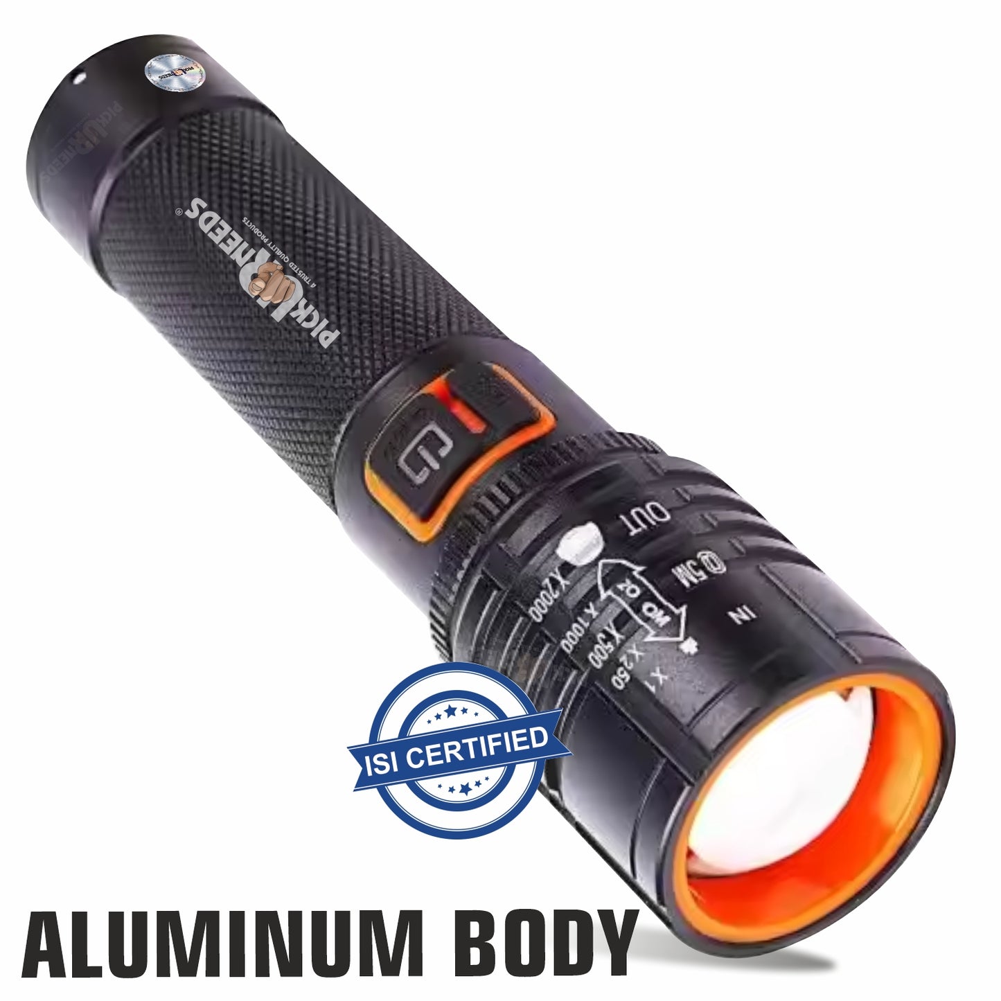 Pick Ur Needs Rechargeable Emergency Search Light Zoomable Head Adjustable 50W High Brightness Type C Charging 3 Mode Long Range Torch Light