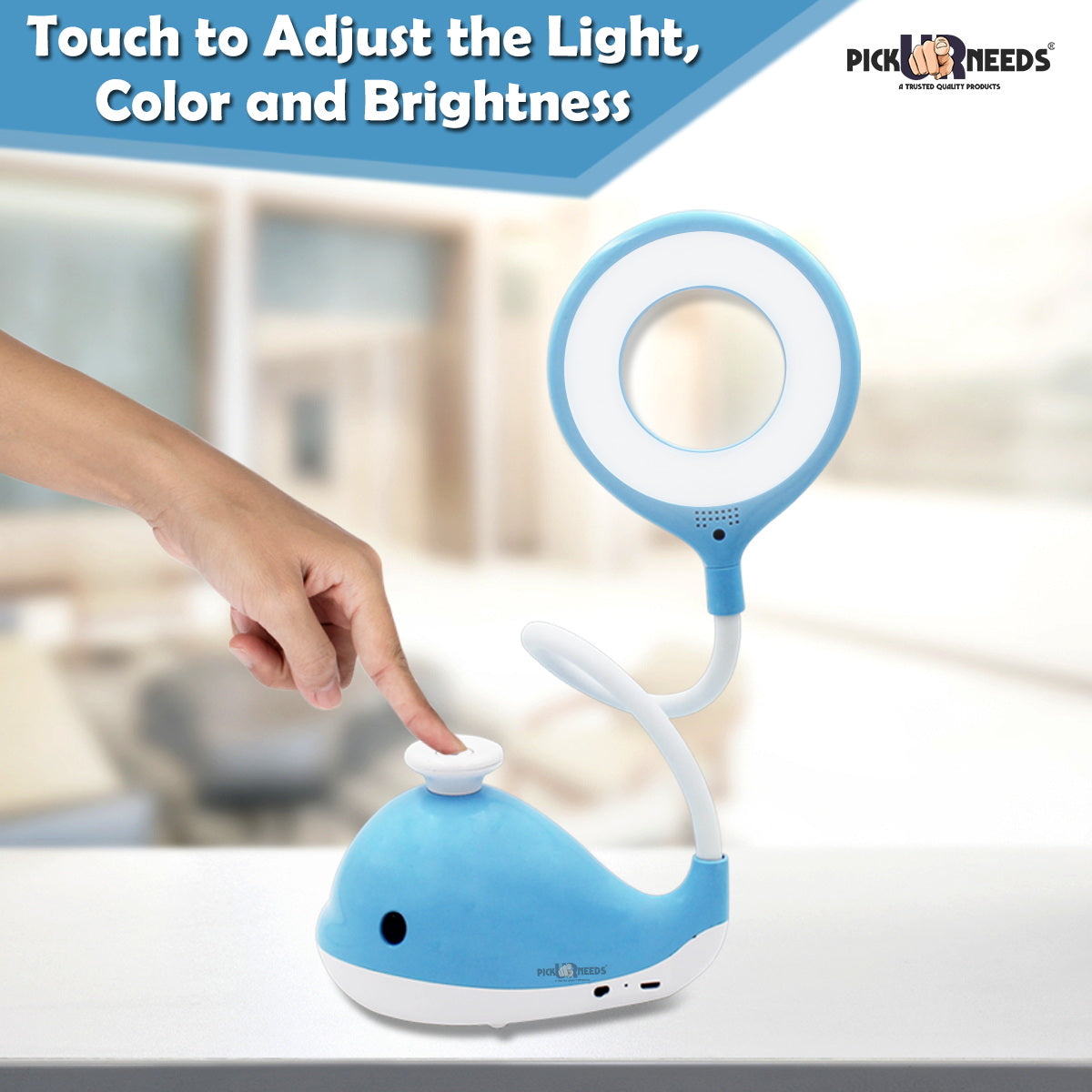 Pick Ur Needs Dolphin Fish Design Rechargeable LED Touch On/Off Switch Desk Table Lamp  (23 cm, Dolpin)