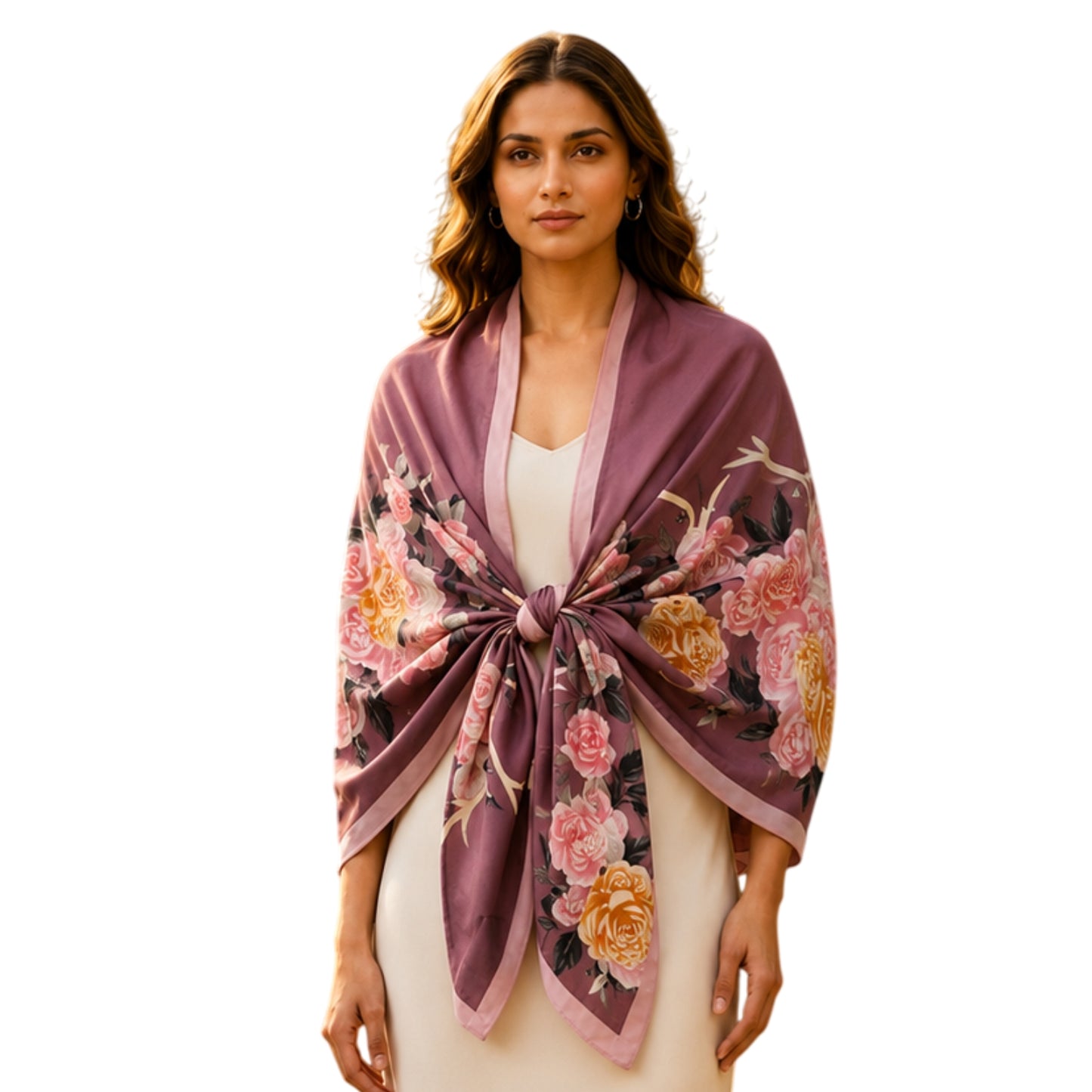Pick Ur Needs Summer Silk Floral Printed Scarf for Womens & Girls Elegant Neck, Head & Shoulder Wrap Soft Lightweight Fashion Stole