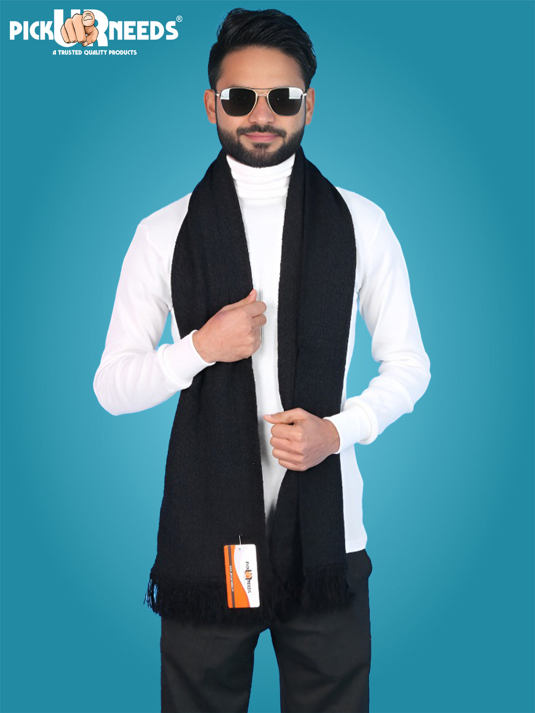 Pick Ur Needs Premium Winter Knit Muffler for Men Soft Woolen Neck Scarf with Stylish Pattern Warm & Comfortable Winter Wear for Outdoor & Casual Use