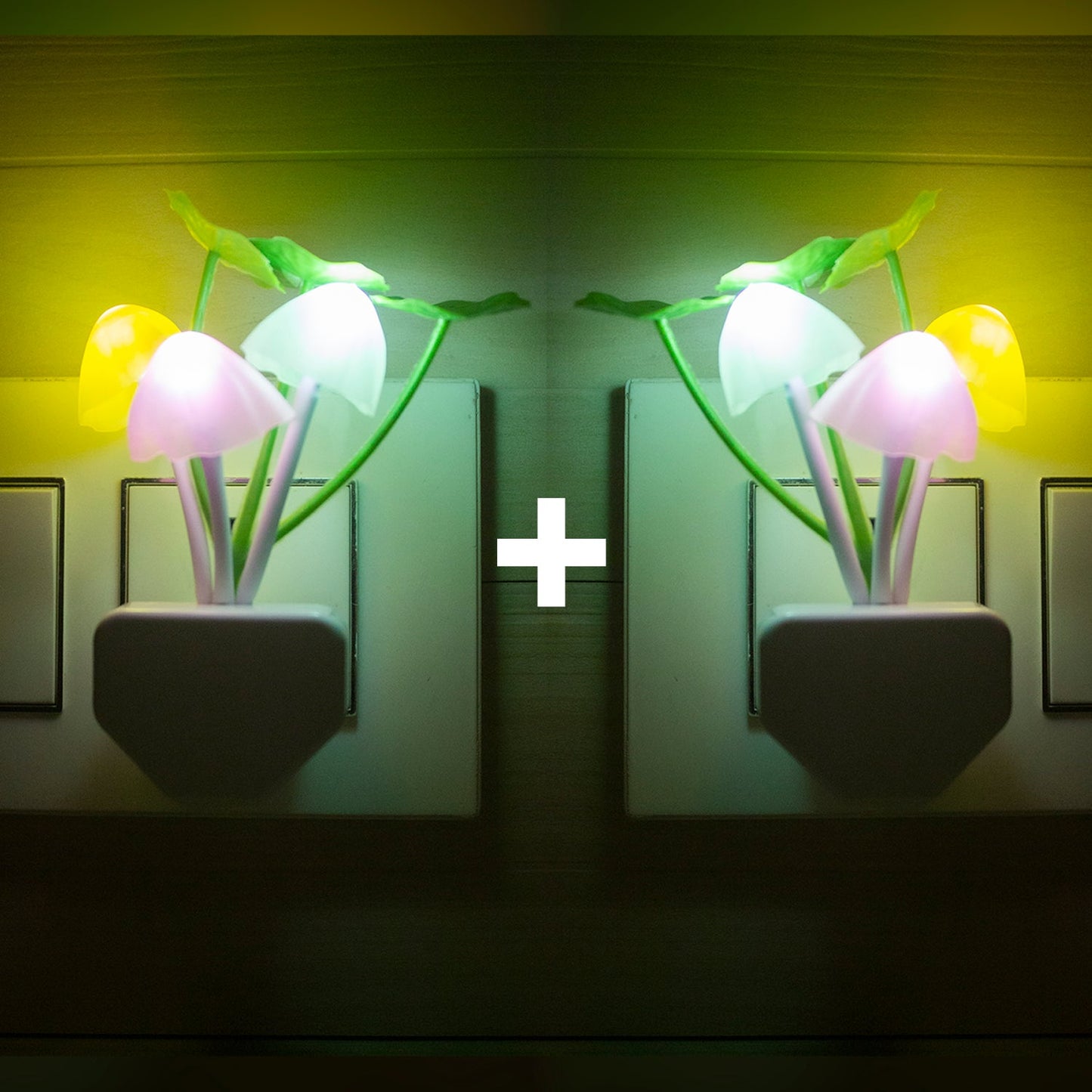 Pick Ur Needs Auto On/Off Color Changing Sensor LED Night Light Mushroom Lamp Plug-in
