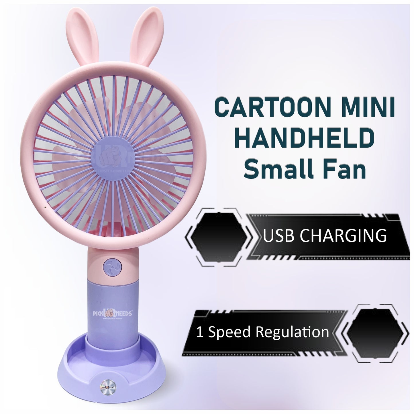 Pick Ur Needs Mini Handheld Rechargeable Portable Fan Small Cartoon Design USB Charging 5 Blade Portable Table Fan