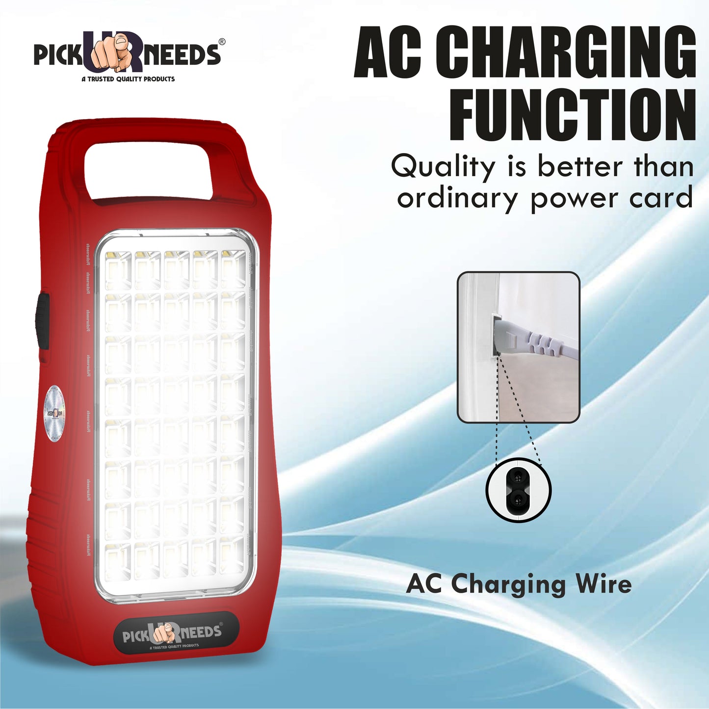 Pick Ur Needs 50W Rechargeable Emergency Light With 40 SMD Big LED 4500mAh Long Battery Backup 8 hrs Lantern Emergency Light