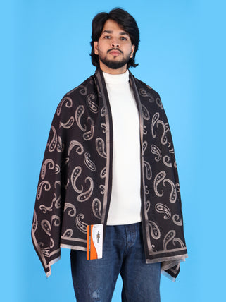 Pick Ur Needs Mens 2-in-1 Shawl & Stole, Elegant Paisley Print Winter Wrap, Lightweight Warm Shoulder Scarf for Boys, Stylish Reversible-Style