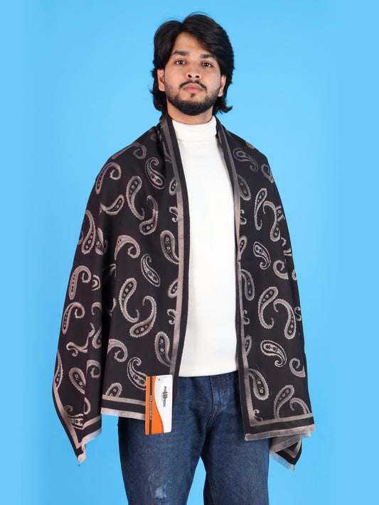 Pick Ur Needs Mens 2-in-1 Shawl & Stole, Elegant Paisley Print Winter Wrap, Lightweight Warm Shoulder Scarf for Boys, Stylish Reversible-Style