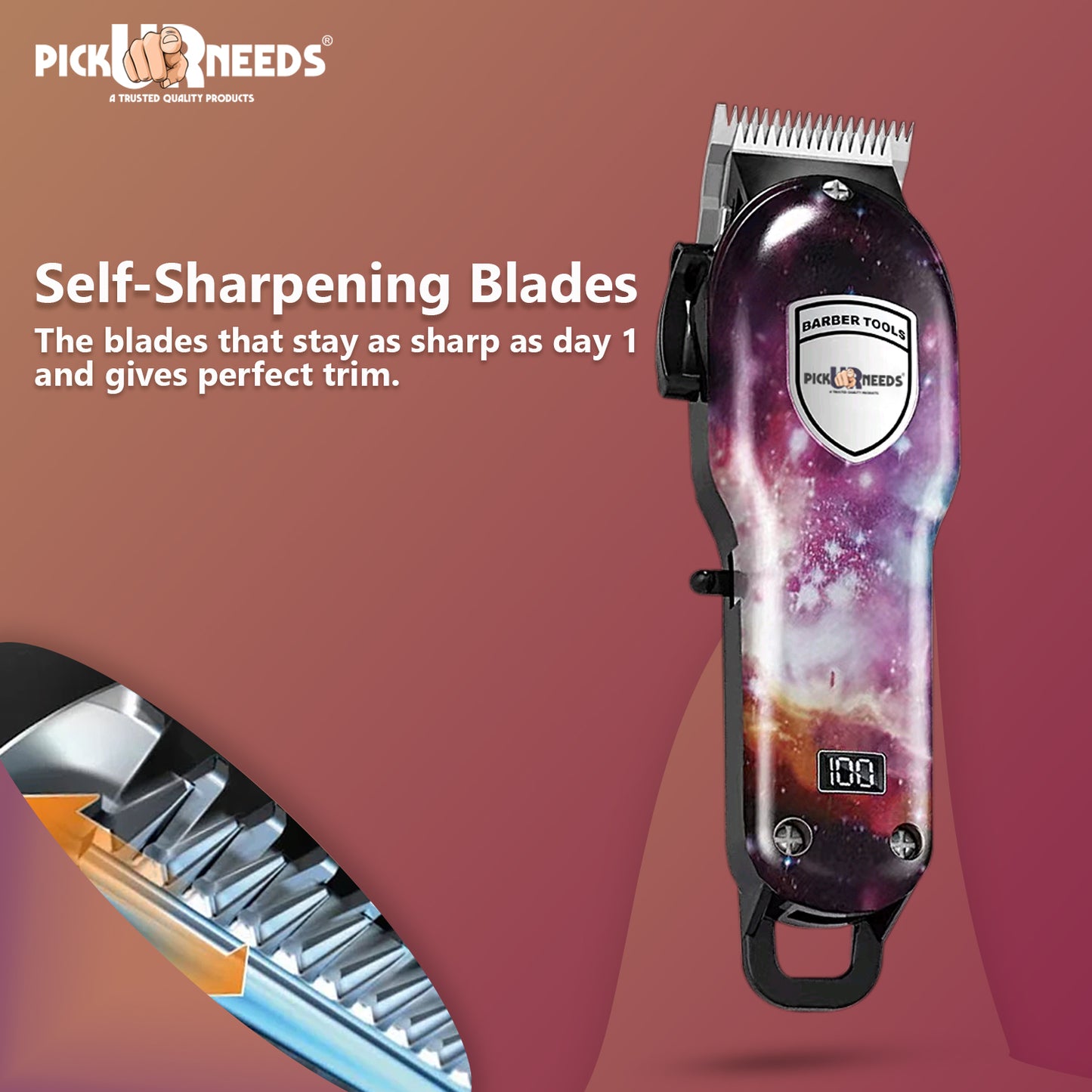 Pick Ur Needs Rechargeable Hair Trimmer/Clipper For Men With Display 8 In 1 Professional Blade Trimmer 180 min Runtime 8 Length Settings  (Multicolor)