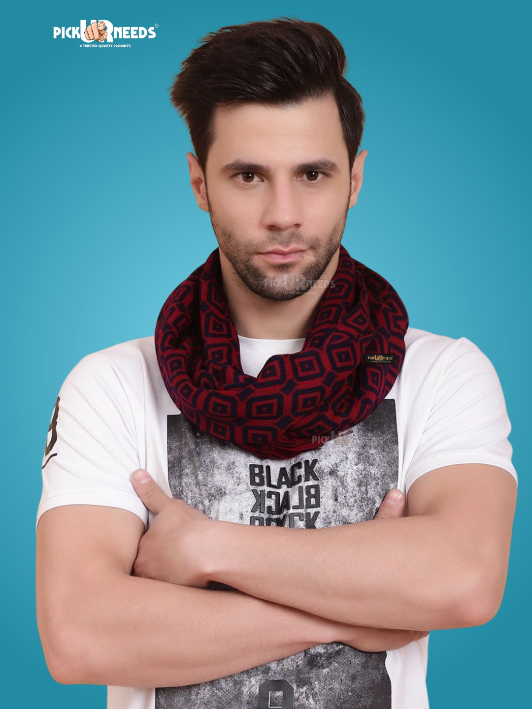 Pick Ur Needs Men's Stylish Zig Zag Knit Scarf  Soft, Warm & Breathable Fabric for Causal & Formal Wear Winter Muffler