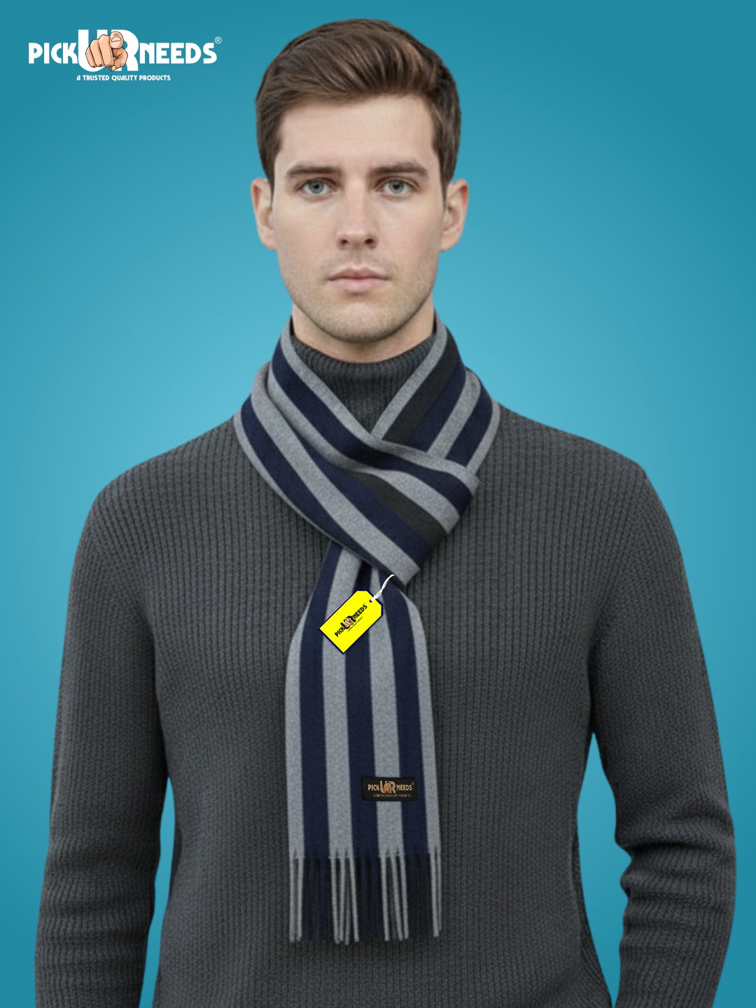 Pick Ur Needs Premium Soft Winter Muffler for Men Stylish Striped Woolen Scarf Warm & Comfortable