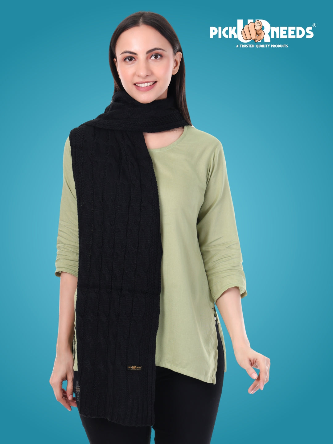 Pick Ur Needs Women’s Woolen Muffler Soft & Warm Knitted Scarf Winter Neck Wrap Premium Acrylic Wool Stylish Hand-Washable