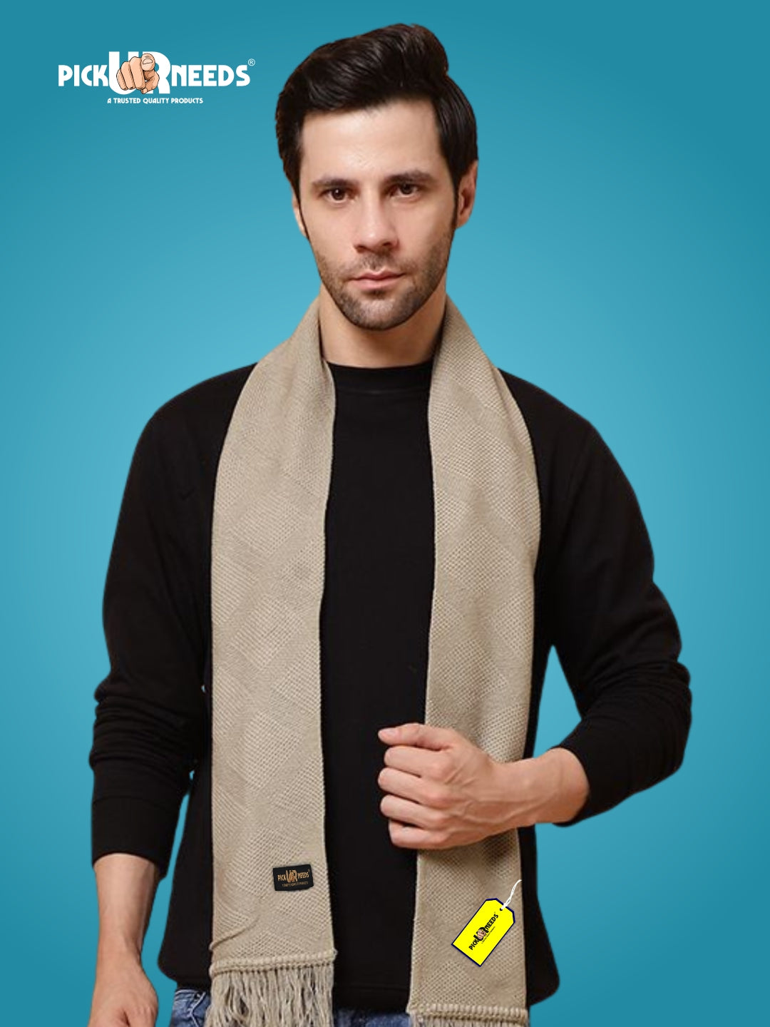 Pick Ur Needs Premium Soft, Warm & Breathable Wool Blend Winter Scarf for Men Fashionable Elegant Muffler
