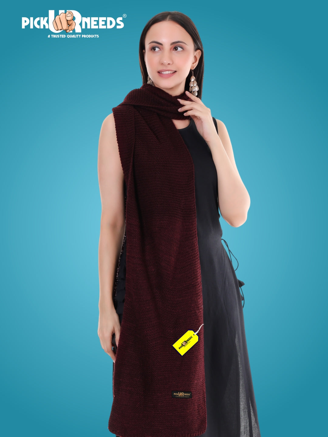 Pick Ur Needs Soft & Elegant Women’s Winter Scarf Wool Blend Knitted Muffler For Cold Weather Wrap