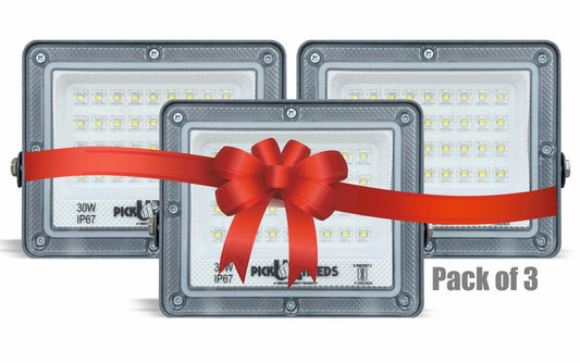 Pick Ur Needs 30W Lens Flood Lamp Outdoor Light With Extension Bracket IP67 Waterproof Light 0 hrs Flood Lamp Emergency Light  (White) pack of 3
