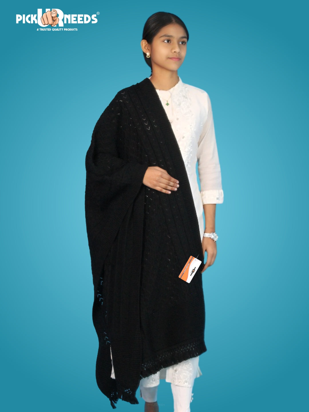 Pick Ur Needs Wool Self Design Women Shawl