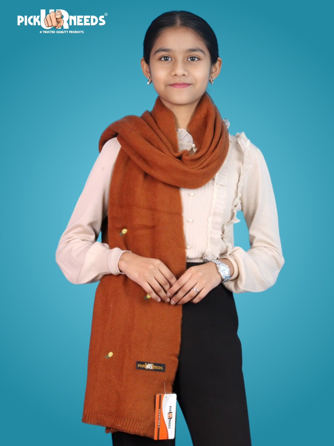 Pick Ur Needs Women's Knit Shawl Wrap with Border Soft, Warm & Lightweight Winter Stole Elegant Tan Bordered Scarf for Girls